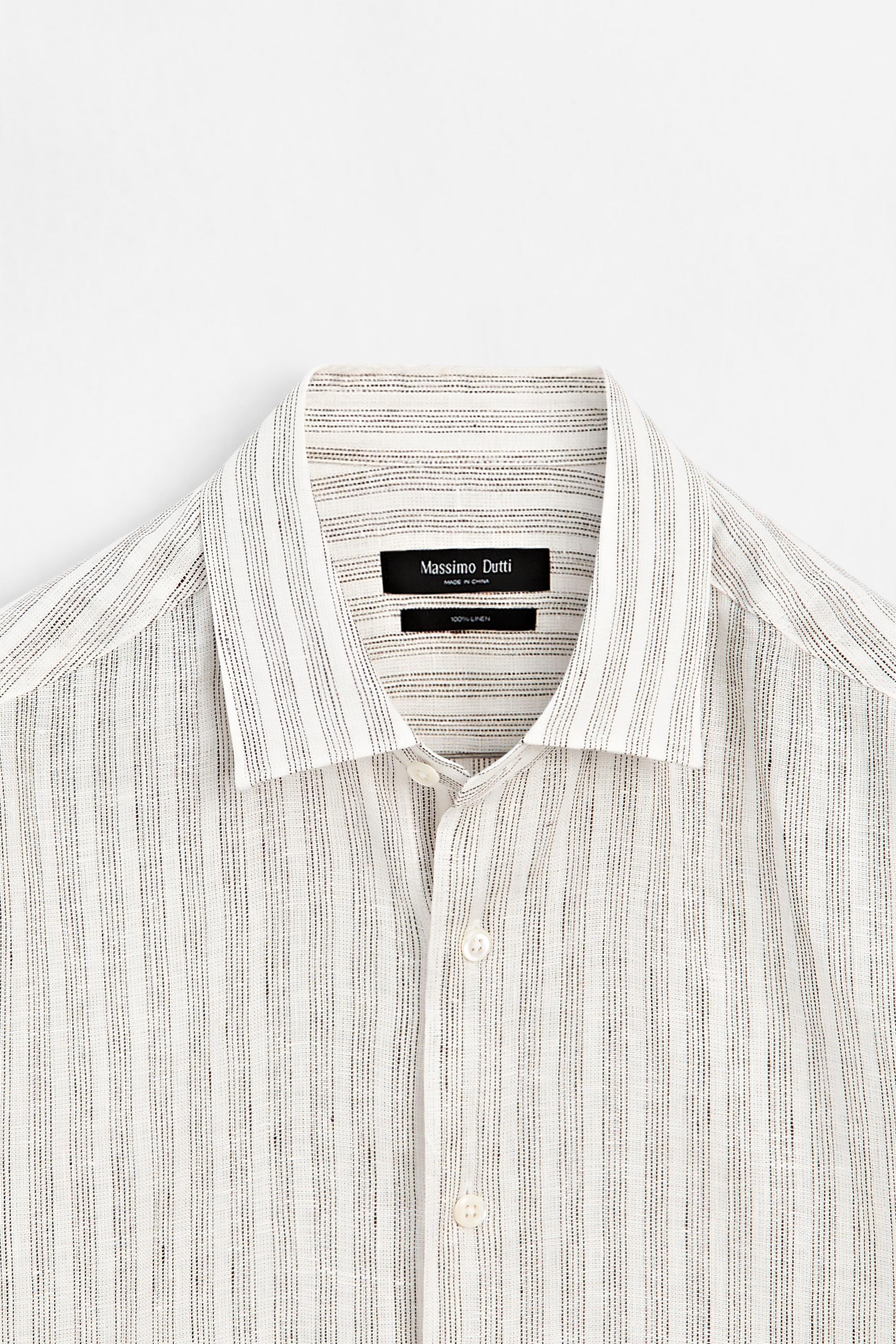 Chemise à rayures 100 % lin regular fit